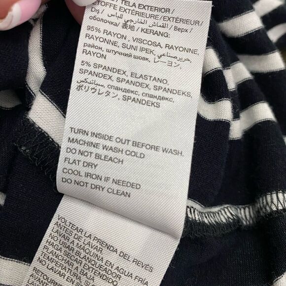 Bebe Black & White striped Flowy Maxi Dress V-neck short sleeve Size S/P - Picture 8 of 10